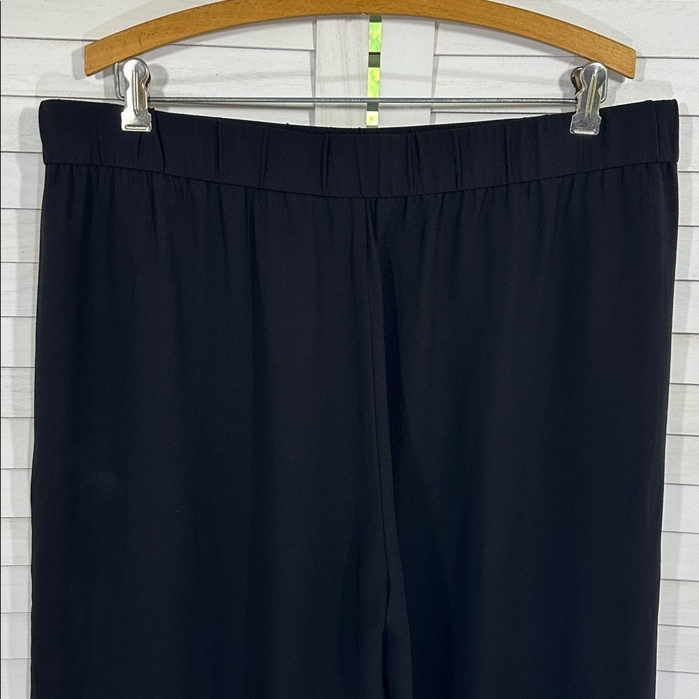 Eileen Fisher Georgette Silk Culottes Large NWOT Black Crepe - Picture 6 of 9